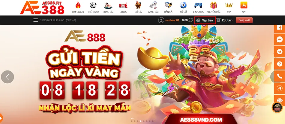 Hướng dẫn cách nạp tiền AE388 nhanh chóng và dễ dàng nhất