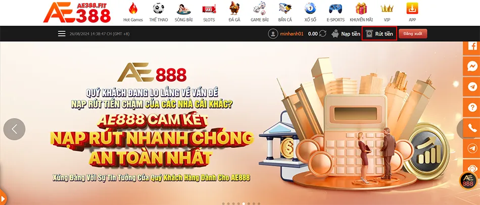 Các bước hướng dẫn rút tiền AE388 nhanh chóng và an toàn