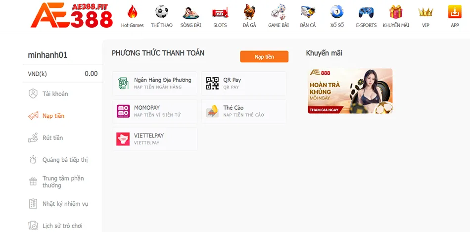 Cách Lựa chọn phương thức nạp tiền AE388 phù hợp 